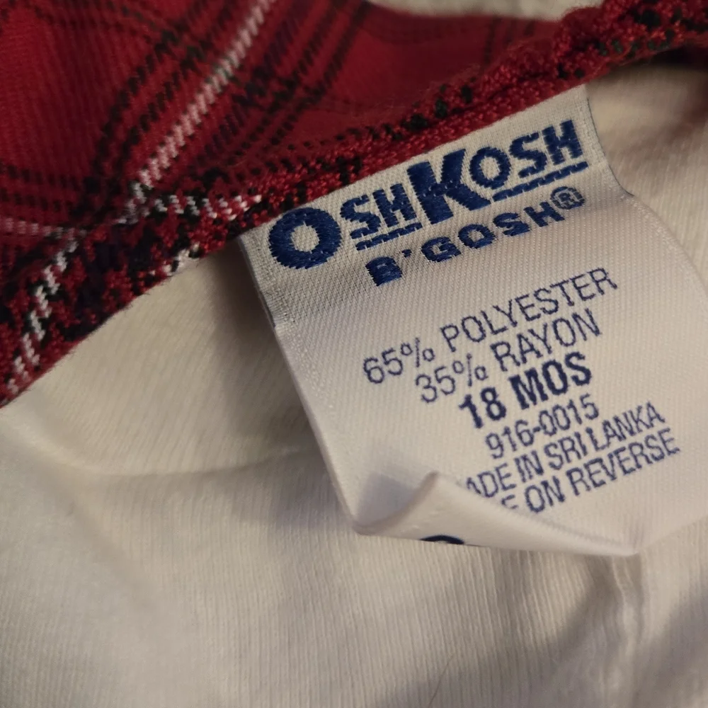 Vintage 1990s Y2k Oshkosh B'gosh 2pc Turtleneck Red Plaid Dress